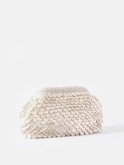 Mint Velvet White Cream Embellished 100% Cotton Clutch Bag - Image 2 of 4
