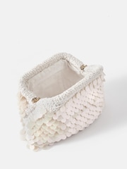 Mint Velvet White Cream Embellished 100% Cotton Clutch Bag - Image 4 of 4