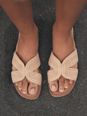Mint Velvet Gold Darcie Rope Flat Sandals - Image 1 of 5