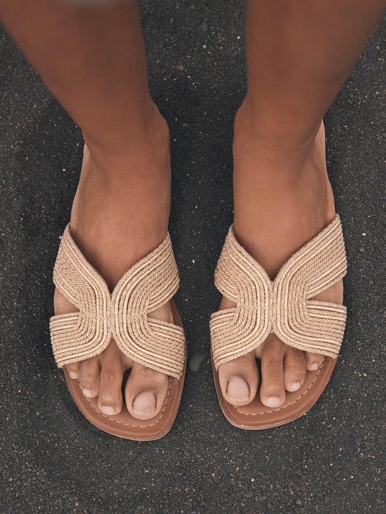 Mint Velvet Gold Darcie Rope Flat Sandals - Image 1 of 5 Mint Velvet Gold Darcie Rope Flat Sandals - Image 1 of 5
