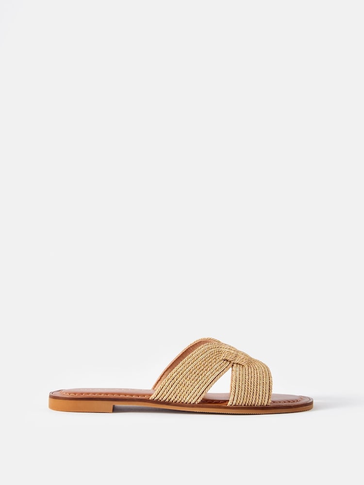 Mint Velvet Gold Darcie Rope Flat Sandals - Image 2 of 5 Mint Velvet Gold Darcie Rope Flat Sandals - Image 2 of 5