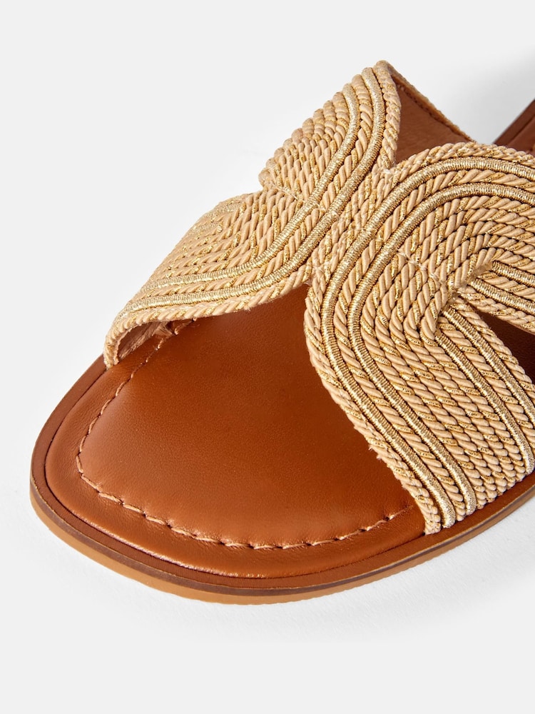 Mint Velvet Gold Darcie Rope Flat Sandals - Image 5 of 5 Mint Velvet Gold Darcie Rope Flat Sandals - Image 5 of 5