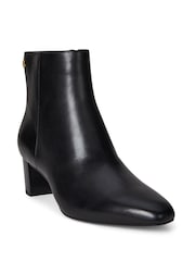 Preto - Lauren Ralph Lauren Textured Leather Heeled Ankle Boots - Imagem 1 de 2