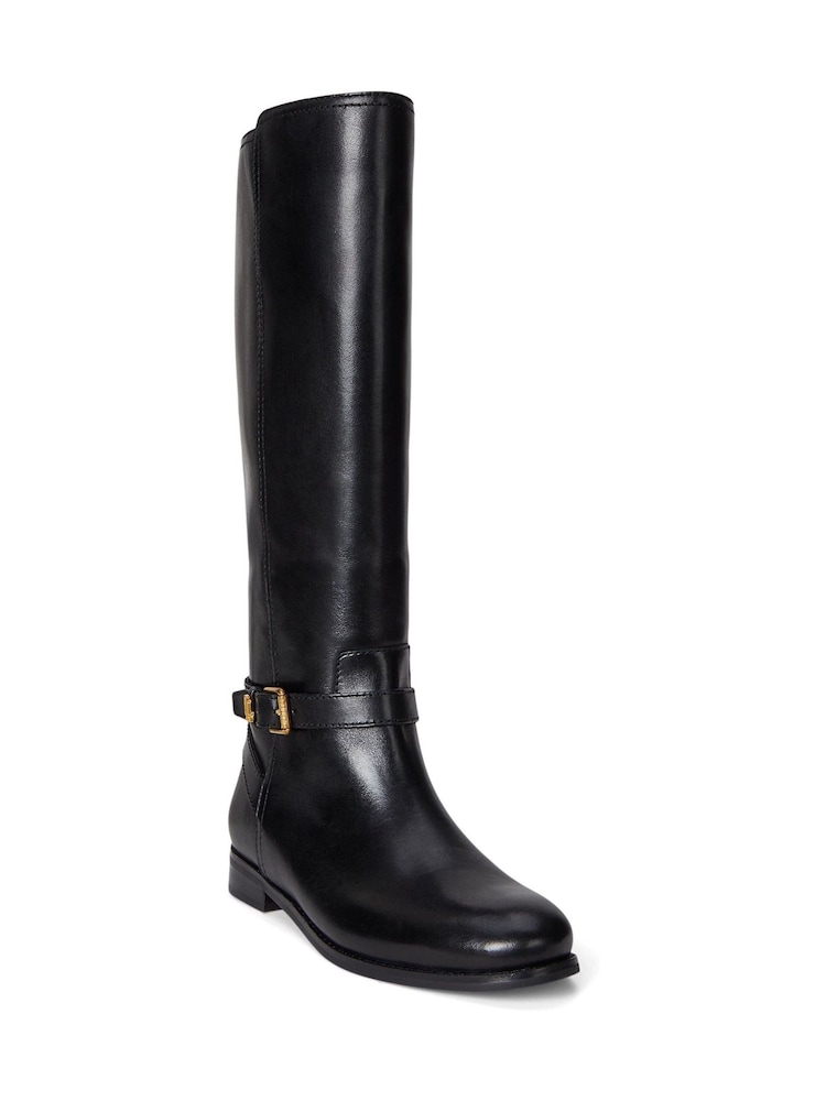 Lauren Ralph Lauren Black Riding Style Tall Leather Boots - Image 1 of 2