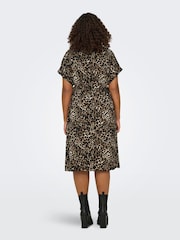 ONLY Curve Black Leopard Print Short Sleeved Shirt Dress - Image 2 of 6