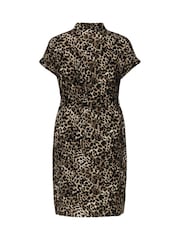 ONLY Curve Black Leopard Print Short Sleeved Shirt Dress - Image 6 of 6