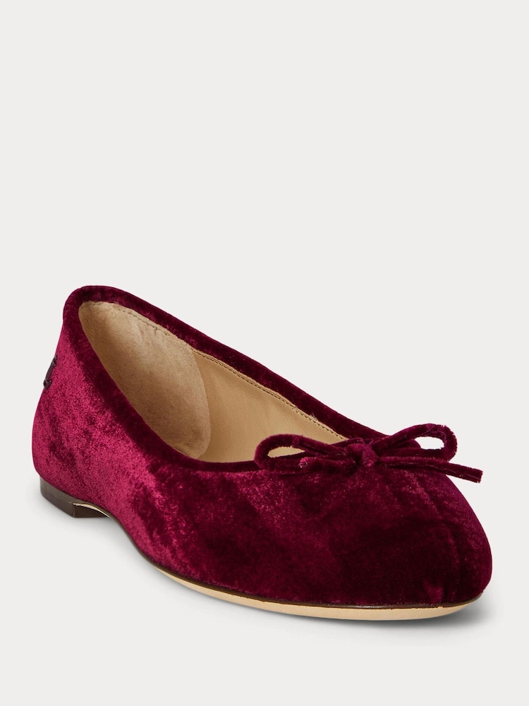 Lauren Ralph Lauren Red Red Jayna Leather Ballet Flats Shoes - Image 2 of 4