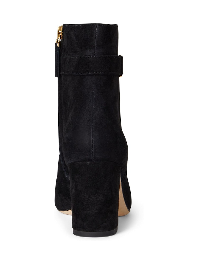 Lauren Ralph Lauren Black Suede Heel Ankle Boots - Image 2 of 2 Lauren Ralph Lauren Black Suede Heel Ankle Boots - Image 2 of 2