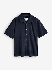 Threadbare Blue Towelling Revere Collar Short Sleeve Shirt - Image 5 of 5