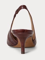 Lauren Ralph Lauren Red Red Lolah II Slingback Croc Leather Kitten Heels - Image 3 of 4