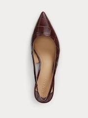 Lauren Ralph Lauren Red Red Lolah II Slingback Croc Leather Kitten Heels - Image 4 of 4