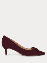 Vermelho - Lauren Ralph Lauren Velvet Bow Kitten Heeled Court Shoes - Imagem 1 de 4