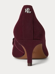 Vermelho - Lauren Ralph Lauren Velvet Bow Kitten Heeled Court Shoes - Imagem 3 de 4