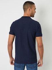 Marineblau - Threadbare Textured Quarter Zip 100% Cotton Polo Shirt - Bild 3 von 4