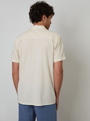 Threadbare Cream Linen Blend Crochet Lace Short Sleeve Shirt - Image 2 of 4