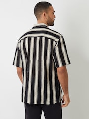 Threadbare Black Relaxed Fit Crochet Short Sleeve Shirt - Image 4 of 6