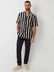 Threadbare Black Relaxed Fit Crochet Short Sleeve Shirt - Image 5 of 6