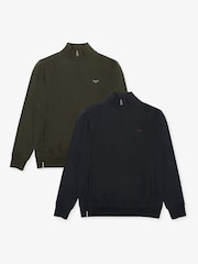 Threadbare Black Quarter Zip Neck Sweatshirts 2 Pack - Image 1 of 5