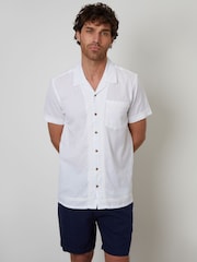 Threadbare White Linen Blend Crochet Lace Short Sleeve Shirt - Image 1 of 1