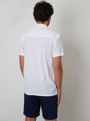 Threadbare White Linen Blend Crochet Lace Short Sleeve Shirt - Image 2 of 4