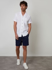 Threadbare White Linen Blend Crochet Lace Short Sleeve Shirt - Image 3 of 4