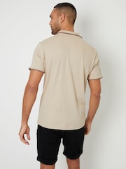 Threadbare Natural Contrast Revere Collar 100% Cotton Polo Shirt - Image 2 of 4
