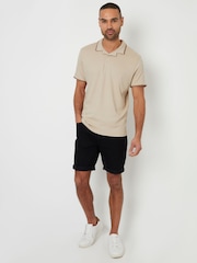 Threadbare Natural Contrast Revere Collar 100% Cotton Polo Shirt - Image 3 of 4