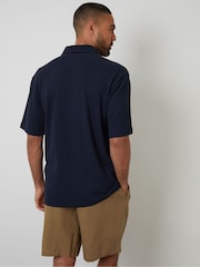 Threadbare Navy Relaxed Fit Textured Mix Short Sleeve Shirt - Image 2 of 4