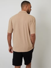 Threadbare Natural Relaxed Fit Textured Mix Short Sleeve Shirt - Image 2 of 4