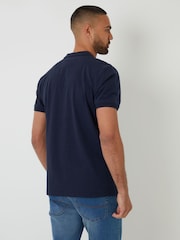 Threadbare Blue Textured 100% Cotton Jersey Polo Shirt - Image 2 of 4