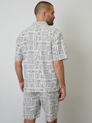 Threadbare Blue Relaxed Fit Printed Textured Short Sleeve Shirt - Image 3 of 5