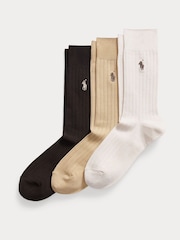 Polo Ralph Lauren Egyptian Ribbed Crew Ankle Socks 3 Pack - Imagem 1 de 1