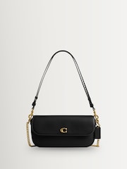 COACH Black Refined Calf Leather Brook Flap Chain Bag - Image 1 of 4