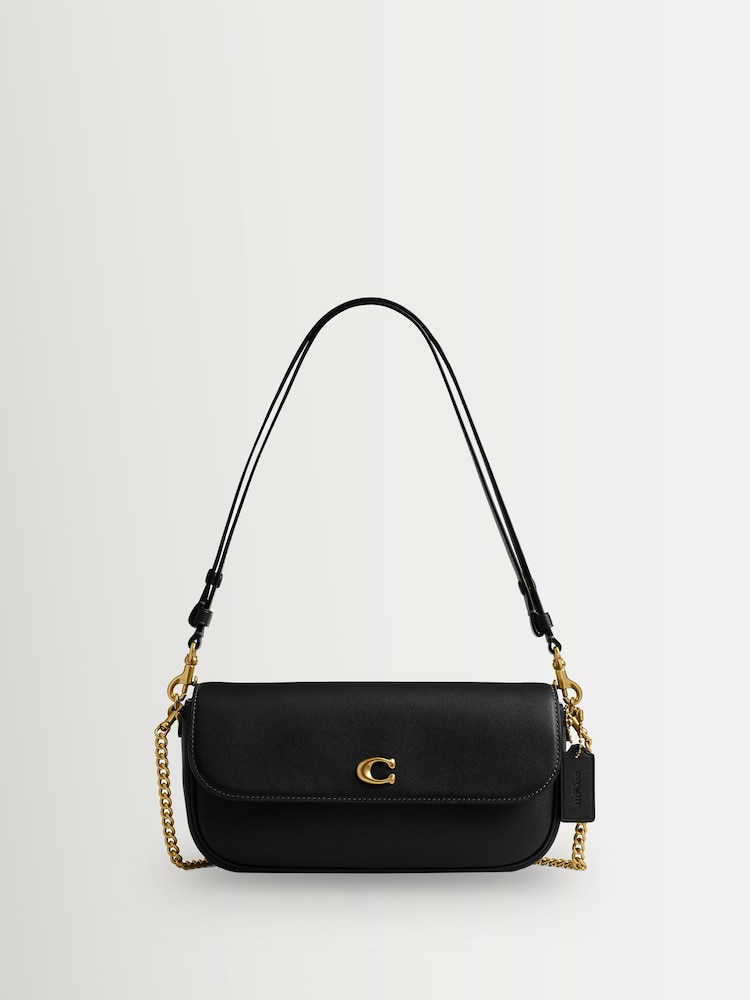 COACH Black Refined Calf Leather Brook Flap Chain Bag - Image 1 of 4 COACH Black Refined Calf Leather Brook Flap Chain Bag - Image 1 of 4