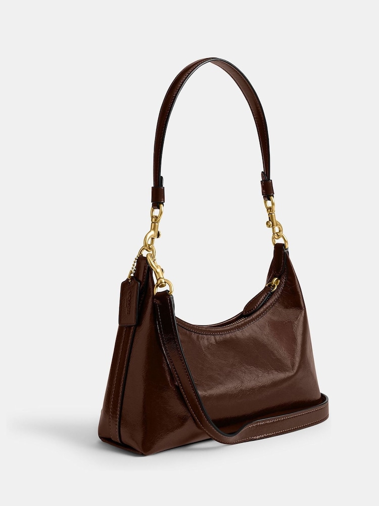 COACH Brown Glazed Leather Juliet Shoulder Bag 25 - Image 2 of 6