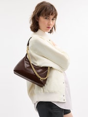 COACH Brown Glazed Leather Juliet Shoulder Bag 25 - Image 5 of 6