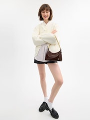 COACH Brown Glazed Leather Juliet Shoulder Bag 25 - Image 6 of 6