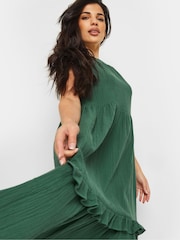 Grün - PixieGirl Petite 100% Cotton Halter Tiered Maxi Dress - Bild 5 von 5
