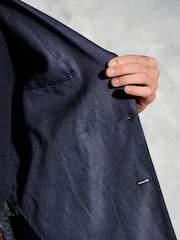 Brook Taverner Blue 100% Linen DB Peak Jacket - Image 5 of 5
