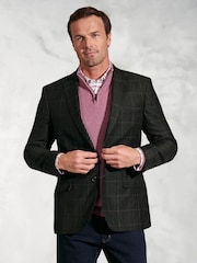 Brook Taverner Black Check Wool Linen Jacket - Image 1 of 5