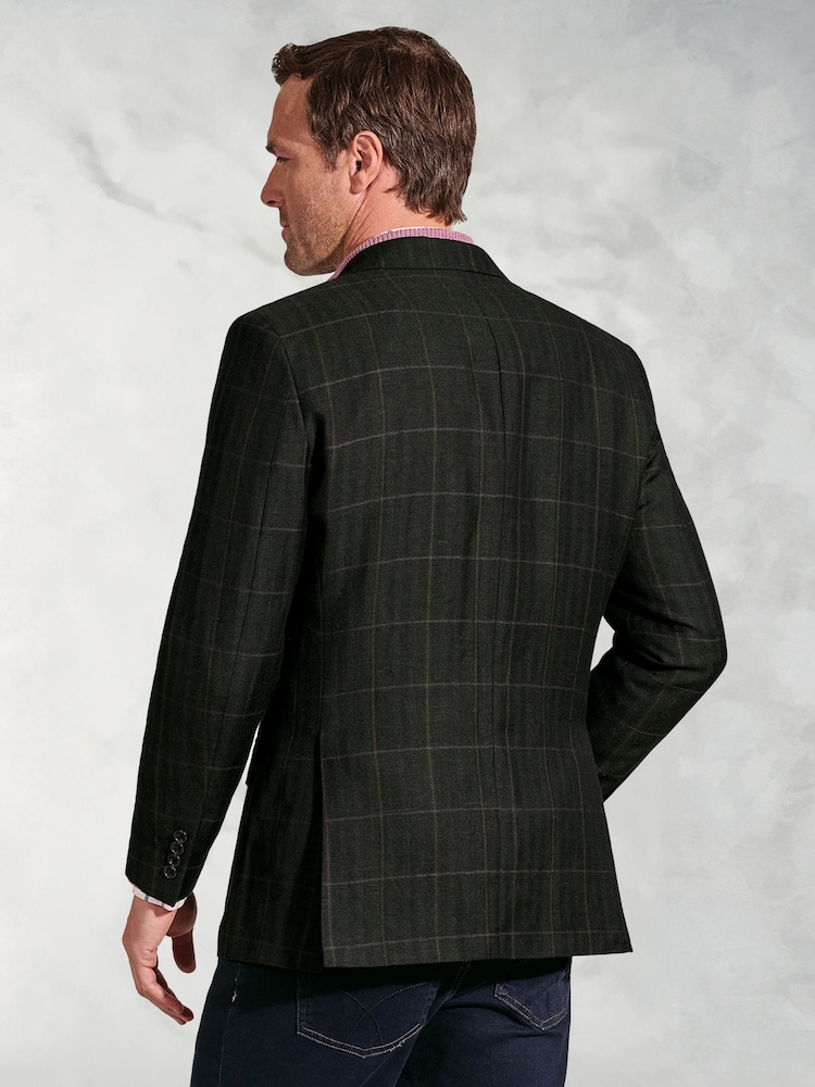 Brook Taverner Black Check Wool Linen Jacket - Image 2 of 5