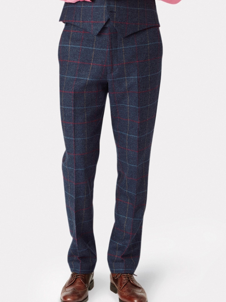 Brook Taverner Blue Check Wool Suit Trousers - Image 1 of 2