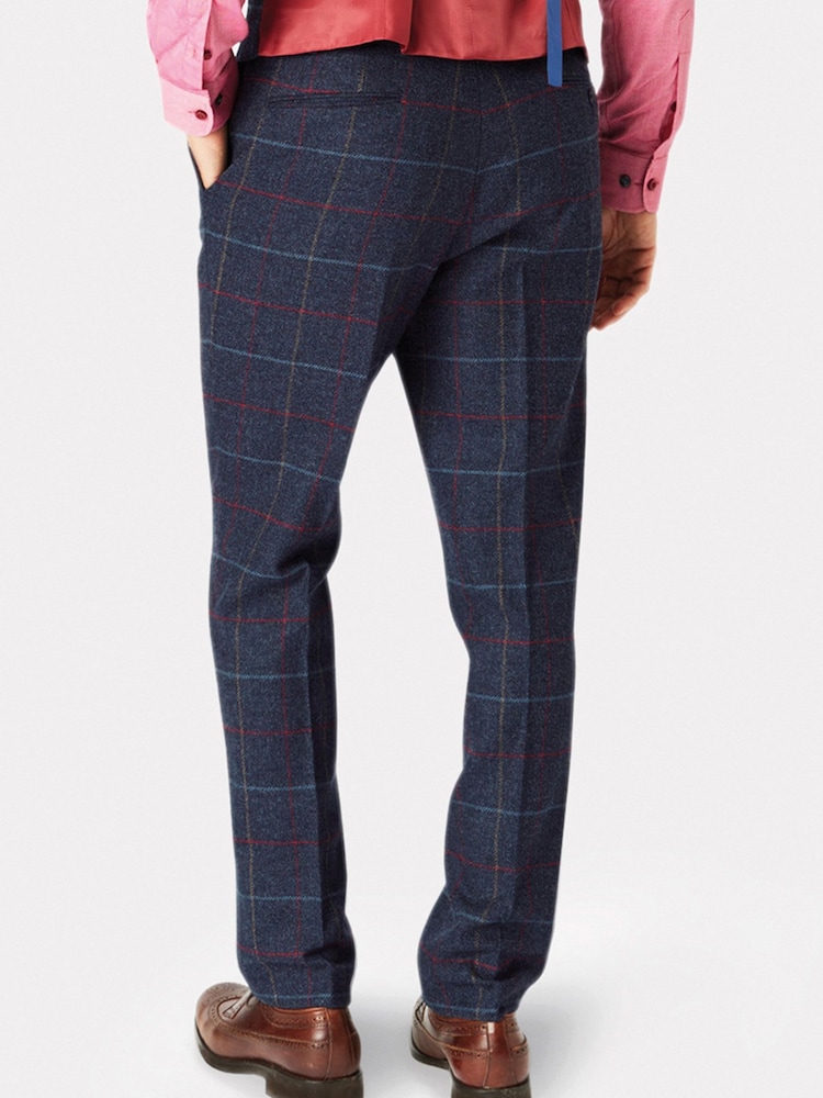 Brook Taverner Blue Check Wool Suit Trousers - Image 2 of 2