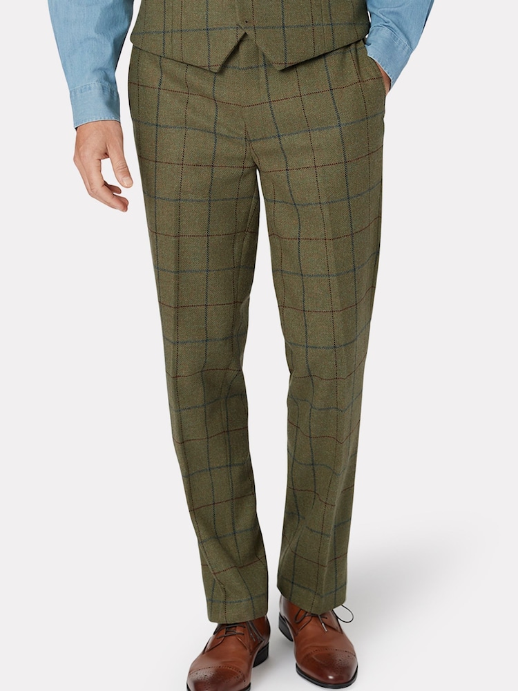 Brook Taverner Green Check Wool Suit Trousers - Image 1 of 2