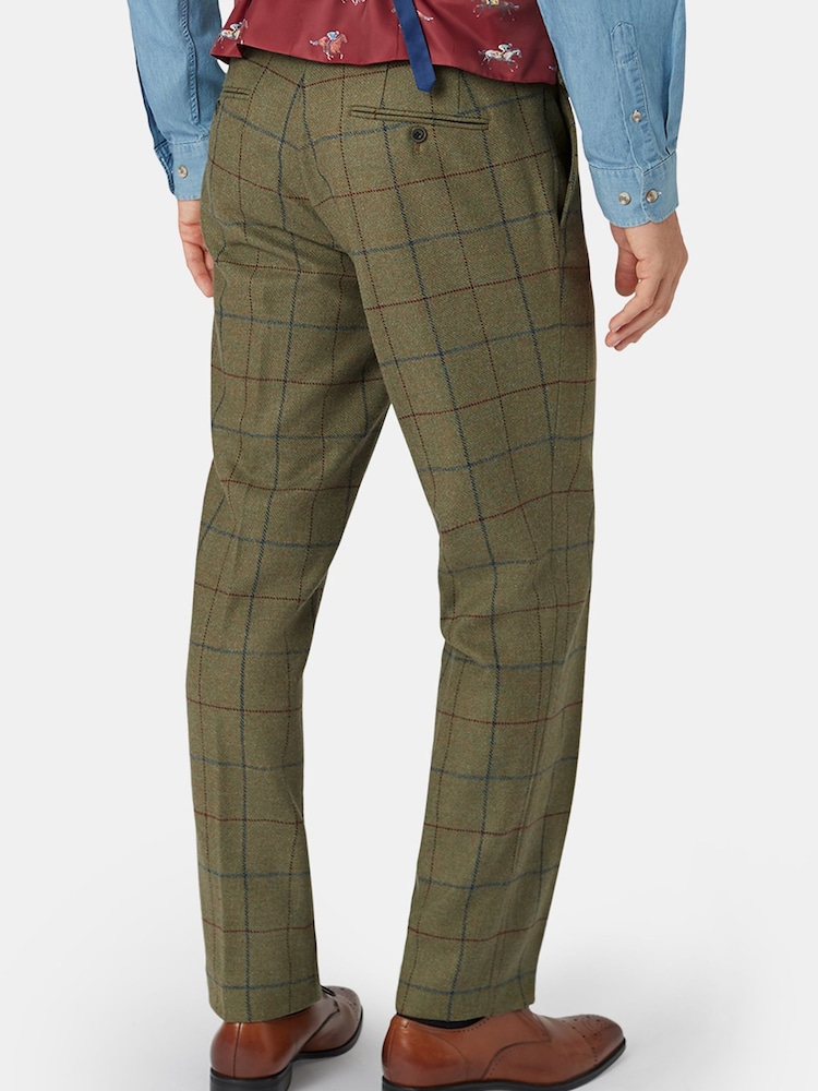 Brook Taverner Green Check Wool Suit Trousers - Image 2 of 2