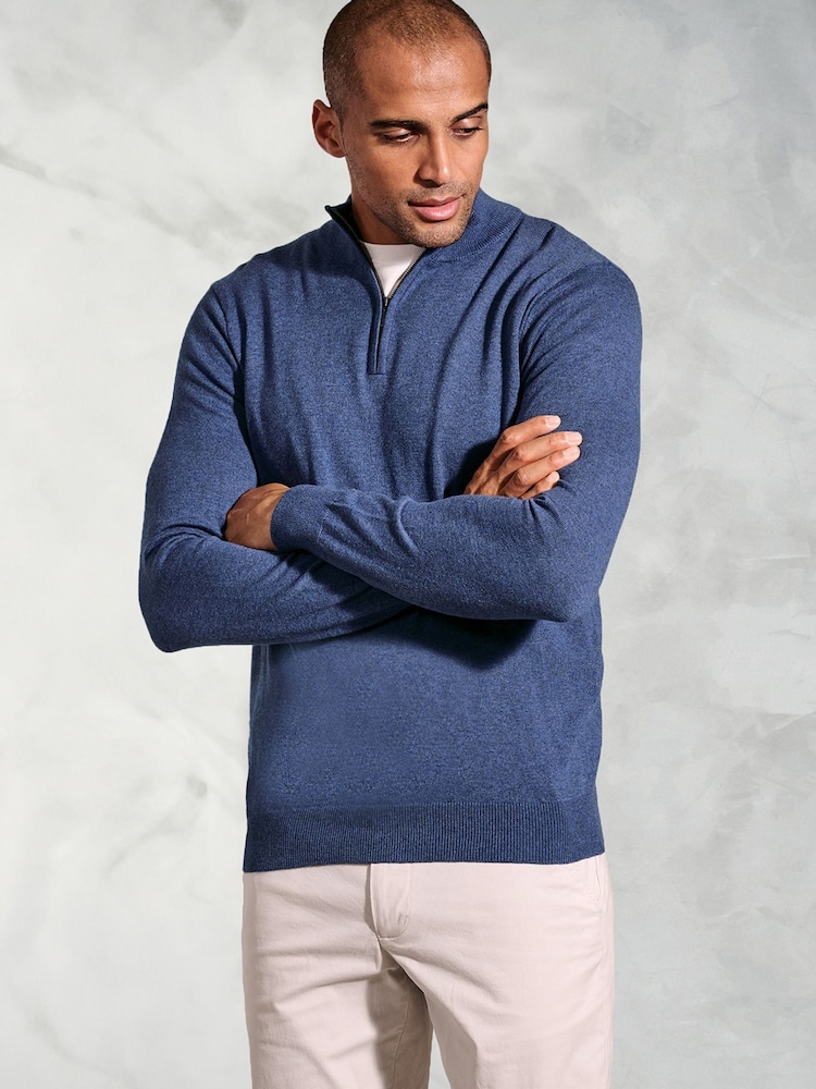 Brook Taverner Blue 1/4 Zip Jumper - Image 1 of 3