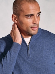 Brook Taverner Blue 1/4 Zip Jumper - Image 2 of 3