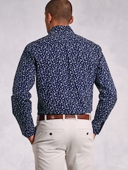 Brook Taverner Blue Ditsy Floral Print Long Sleeve 100% Cotton Shirt - Image 2 of 5