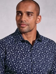 Brook Taverner Blue Ditsy Floral Print Long Sleeve 100% Cotton Shirt - Image 3 of 5