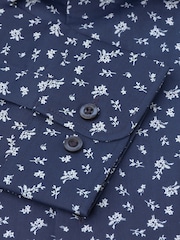 Brook Taverner Blue Ditsy Floral Print Long Sleeve 100% Cotton Shirt - Image 4 of 5
